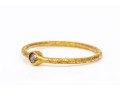 14k Yellow Gold Narrow Etched Rose Cut Diamond Set Ring, App. 0.04 CTS, Size 4.75