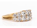 14k Yellow Gold Fabulous Two Row Graduated Diamond Dome Ring, App. 1.12 TCW, Size 6
