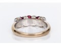 14k White Gold Size Oval Synthetic Ruby And Diamond Bar Set Ring, Size 6.5