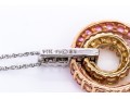14k White Gold Nesting Pink And Yellow Sapphire And Diamond Circle Pendant Necklace