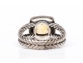 David Yurman Petite Albion Ring Sterling Silver With Citrine And Diamonds, Size 5.5-