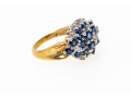 14k Yellow Gold Sapphire And Diamond Cluster Ring, App. 0.10 TCW In Diamonds, Size 5.75+
