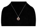 14k White Gold Nesting Pink And Yellow Sapphire And Diamond Circle Pendant Necklace