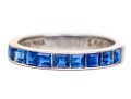 14k White Gold Square Cut Blue Sapphire Band Ring, App. 1.15 TCW, Size 8