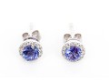 14k White Gold Beautiful Tanzanite And Diamond Halo Earrings, App. 0.83 TCW