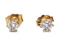 14k Yellow Gold Round Brilliant Diamond Stud Earrings, App. 0.25 TCW