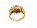 14k Yellow Gold Sapphire And Diamond Cluster Ring, App. 0.10 TCW In Diamonds, Size 5.75+