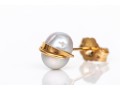 Simple Handmade Wire Wrapped Cultured Freshwater Pearl Stud Earrings, Gold Filled