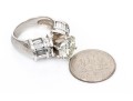 Heavy Platinum Baguette And Round Diamond Ring With Moissanite Center, Size 5.25