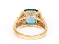 14k Yellow Gold Blue Topaz And Diamond Ring, Diamonds App. 0.06 TCW, Size 6.75