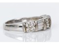 18k White Gold Baguette And Round Diamond Band Ring, App. 0.60 TCW, Size 7