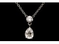 14k Gold Beautiful Round And Pear Brilliant Diamond Stack Pendant, App. 1.16 TCW, With Chain