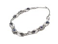 Georg Jensen Sterling Silver And Blue Synthetic Sapphire Set Necklace, Pattern #1