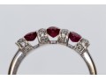 14k White Gold Size Oval Synthetic Ruby And Diamond Bar Set Ring, Size 6.5