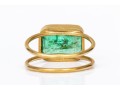 14k Yellow Gold Beautiful Emerald Cut Green Emerald Ring, Size 8