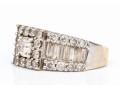 14k White Gold Ornate Round And Baguette Diamond Cluster Ring, App. 1.78 TCW, Size 7.75