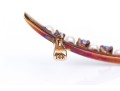 Antique 14k Yellow Gold Lovely Seed Pearl And Blue Sapphire Crescent Brooch