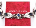 Georg Jensen Sterling Silver And Blue Synthetic Sapphire Set Necklace, Pattern #1