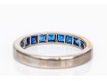 14k White Gold Square Cut Blue Sapphire Band Ring, App. 1.15 TCW, Size 8