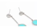 14k White Gold Turquoise And Diamond Drop Pendant Earrings, App. 0.33 TCW