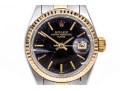 Rolex 14k Yellow Gold And Steel 26mm Date Wristwatch With Black Stick Dial And Jubilee Bracelet