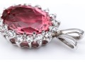 18k White Gold Stunning Impactful Pink Tourmaline And Diamond Halo Pendant, App. 0.48 TCW