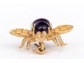 14k Yellow Gold Cabachon Amethyst Set Bee Brooch