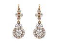 14k Yellow Gold Vintage Diamond Drop Cluster Pendant Earrings, App. 0.76 TCW