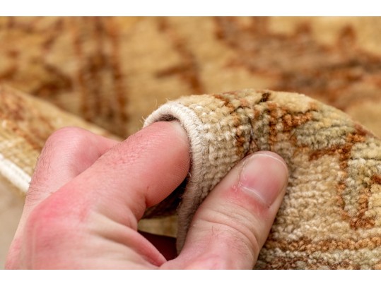 Vintage Turkish Usak Hand-knotted Wool On Cotton Accent Carpet, 3’-9 1/2” X 2’-5 3/4”