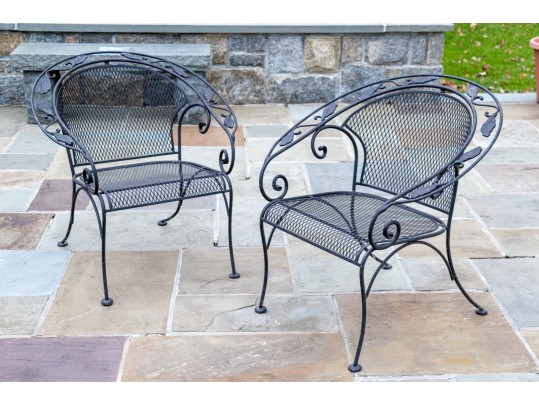 Wrought Iron Round Table With Pair Of Chairs