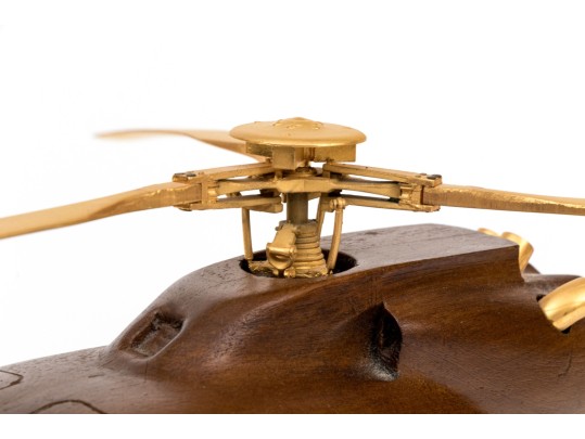 High Quality Wood And Metal Model Of A Helicopter On Lucite Base