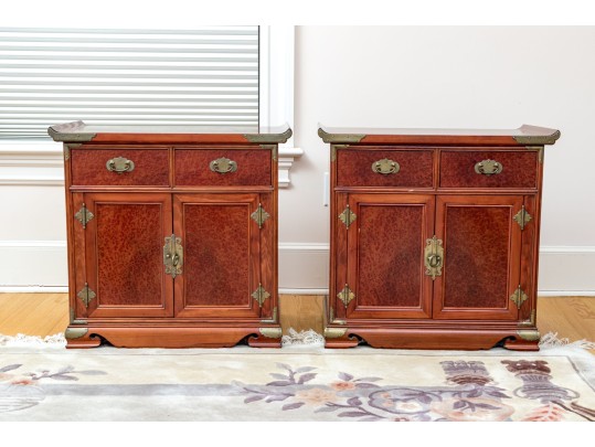 Korean Royal Antique Pair Of Chinoiserie Style End Tables