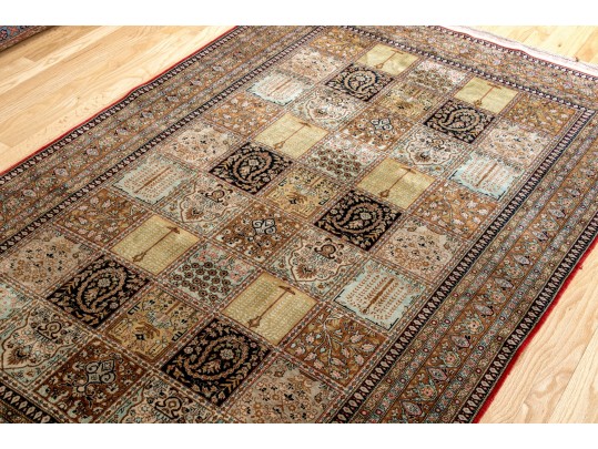 Fine Hand-Knotted Silk Qum Accent Carpet, 6’-11 1/4” X 4’-7”