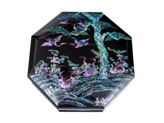 Japanese Lacquered And Shell Embellished Sweetmeat Box And Cover