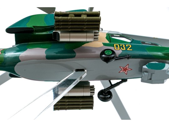 Hand-painted Model Helicopter On Wood And Lucite Stand