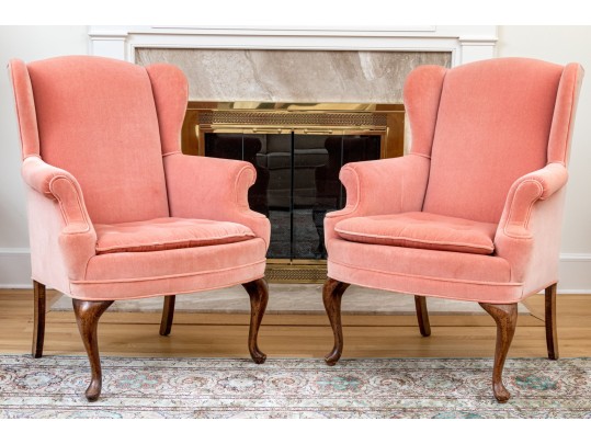 Pair Of Ellen's Custom Upholstery Wingback Chairs