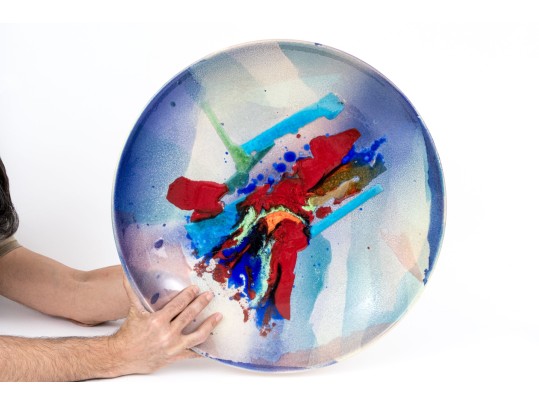 Massive Turkish Abstract Decorated Ceramic Display Bowl