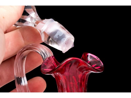 Acid Etched Ice Chipped Lidded Decanter