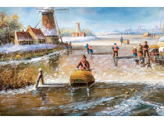 Charming Oil On Canvas, Coastal Scene