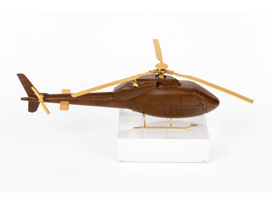 High Quality Wood And Metal Model Of A Helicopter On Lucite Base