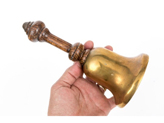 Spanish 2lb Vintage Brass Bell With Turned Wood Handle