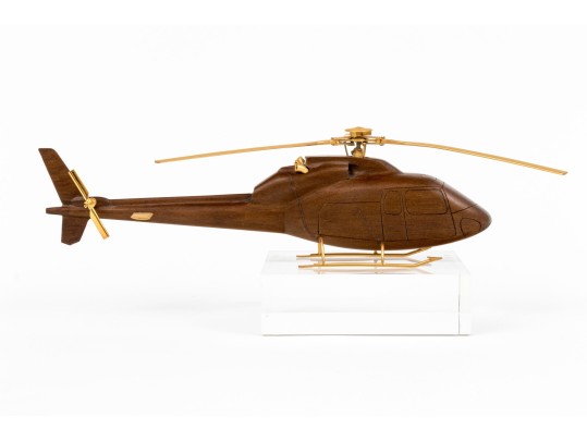 High Quality Wood And Metal Model Of A Helicopter On Lucite Base