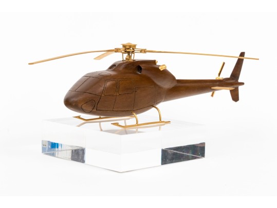 High Quality Wood And Metal Model Of A Helicopter On Lucite Base