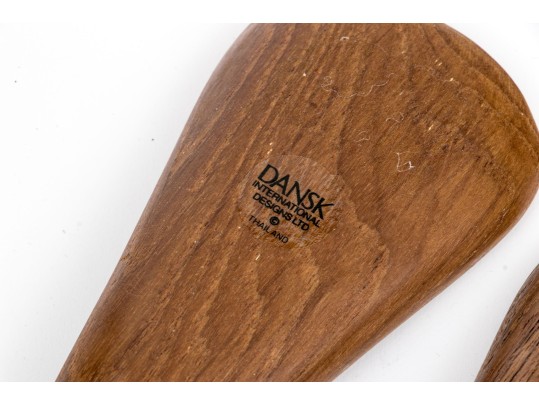 Dansk Teak Salad Serving Bowl With Two Salad Servers - Like New