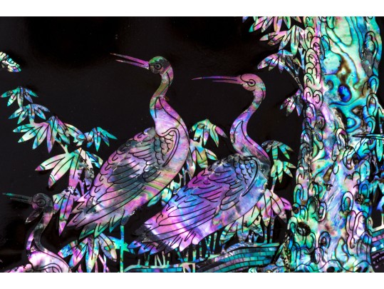 Japanese Lacquered And Shell Embellished Sweetmeat Box And Cover