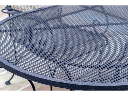 Woodard Style Wrought Iron Dining Table With Four Armchairs