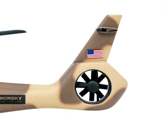 Model Boeing Sikorsky Helicopter On Wood Stand