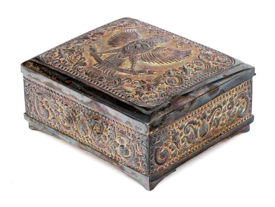 800 Silver Clad Blue Felt Lined Hinged Box