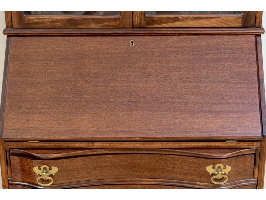 Chippendale Style Serpentine Front Mahogany Secretary Bookcase