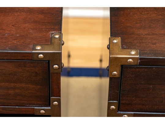 Pair Of Quality Campaign Style End Tables